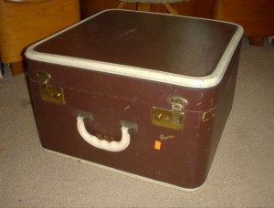 My latest suitcase, $7.99 at Goodwill